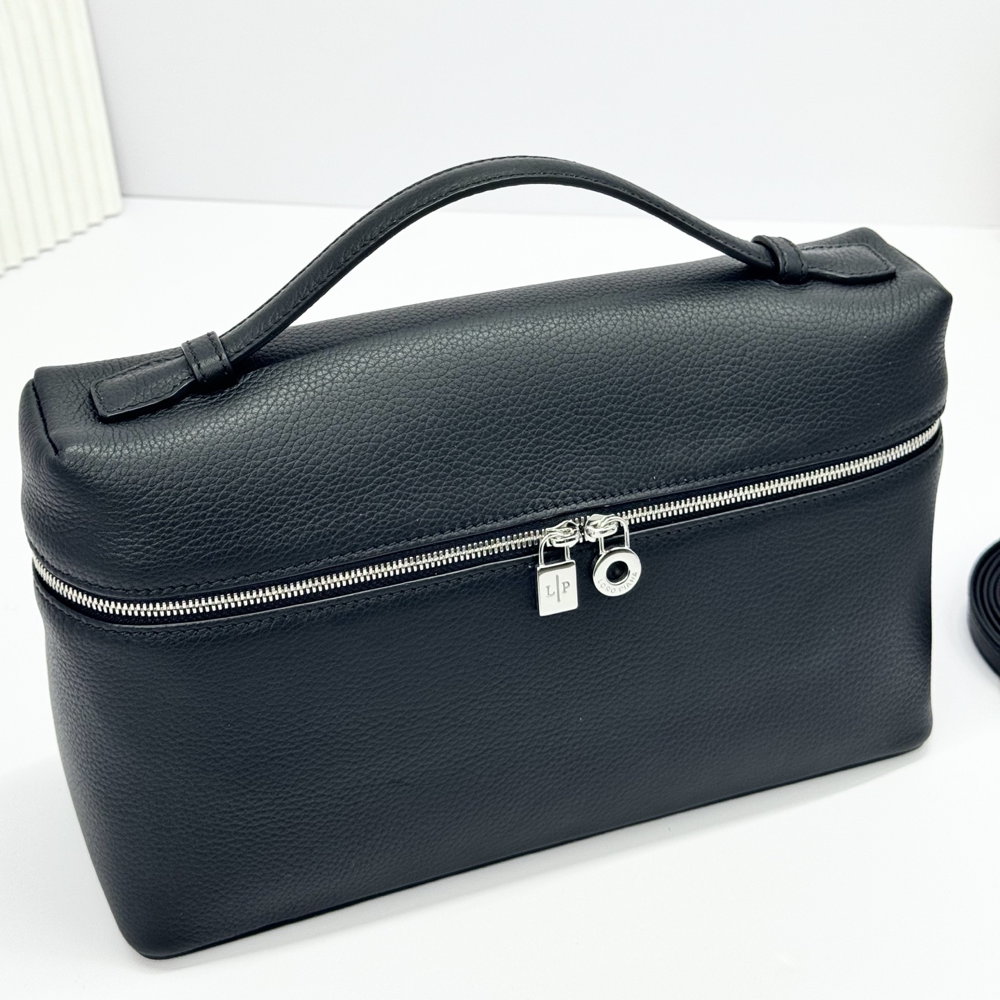 Loro Piana  neo pouch leather crossbody bag - black