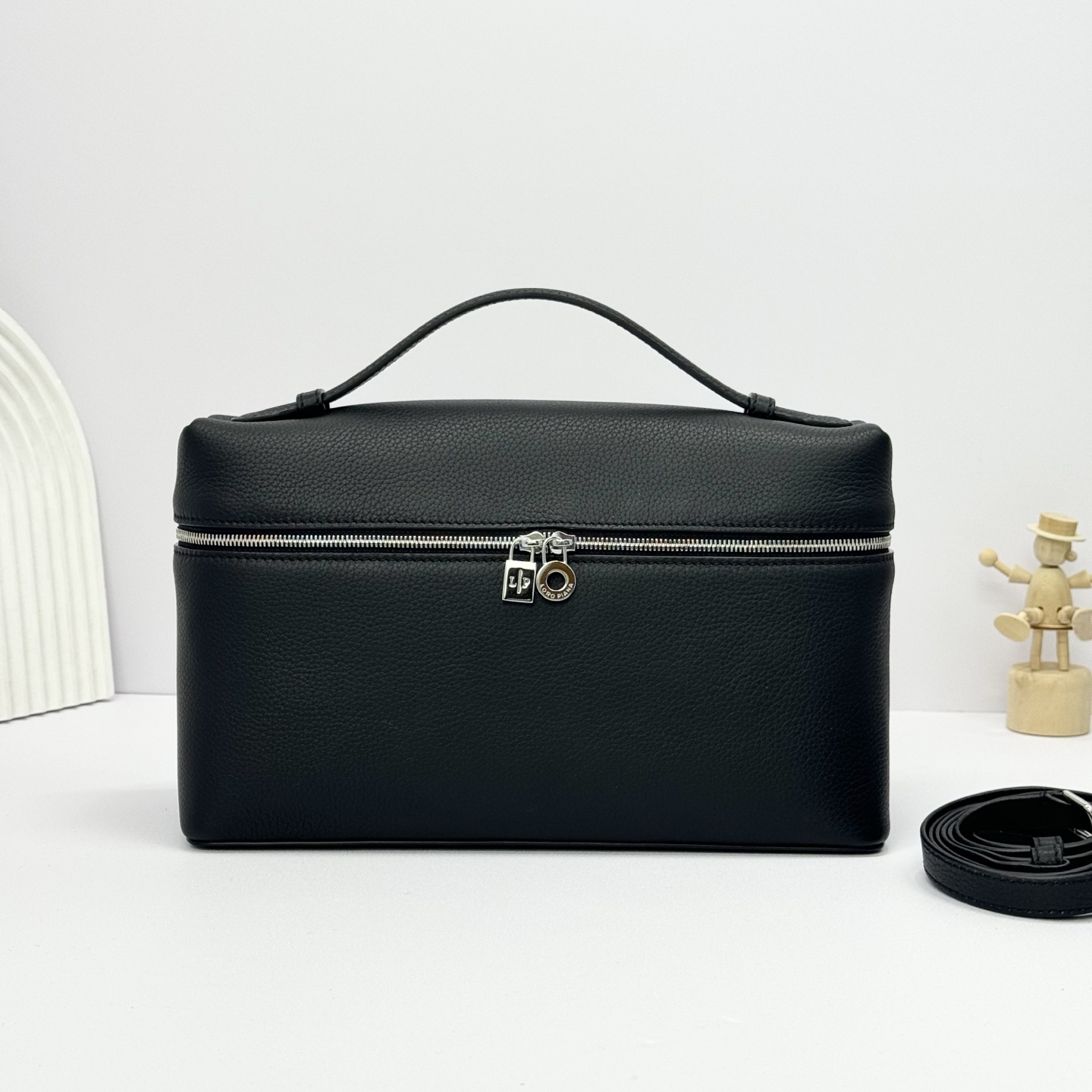 Loro Piana  neo pouch leather crossbody bag – black