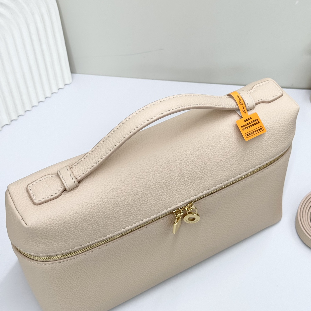Loro Piana  neo pouch leather crossbody bag - beige