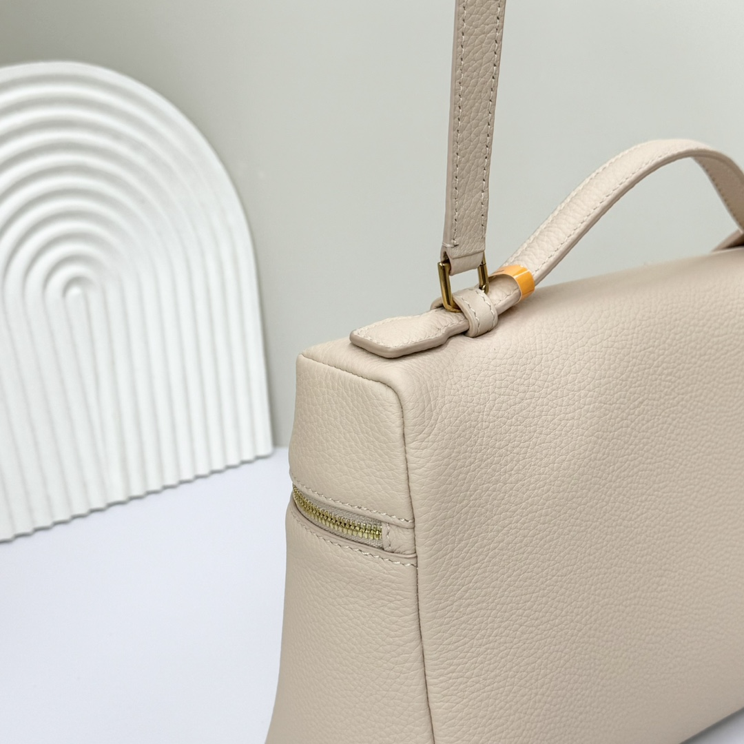 Loro Piana  neo pouch leather crossbody bag - beige