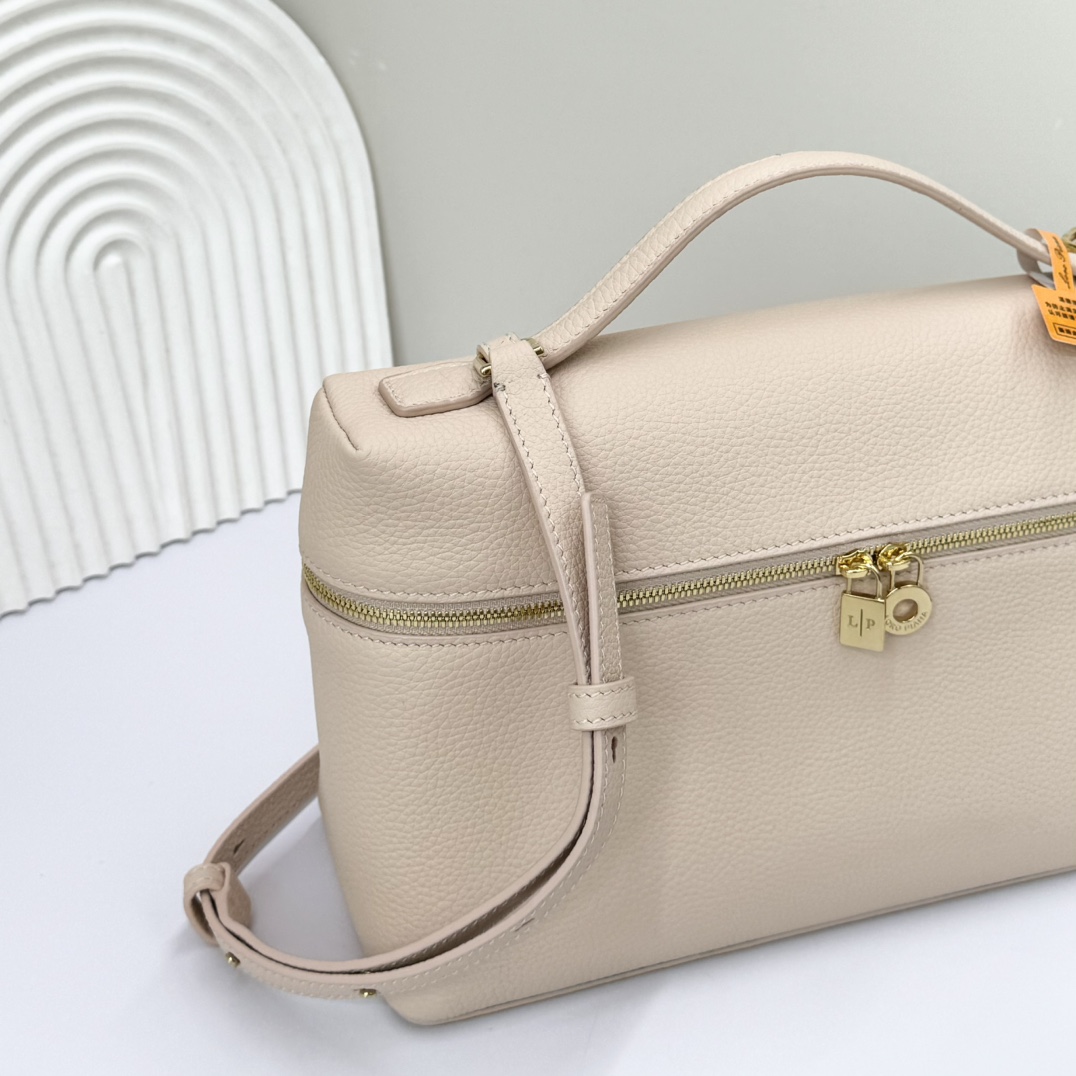 Loro Piana  neo pouch leather crossbody bag - beige