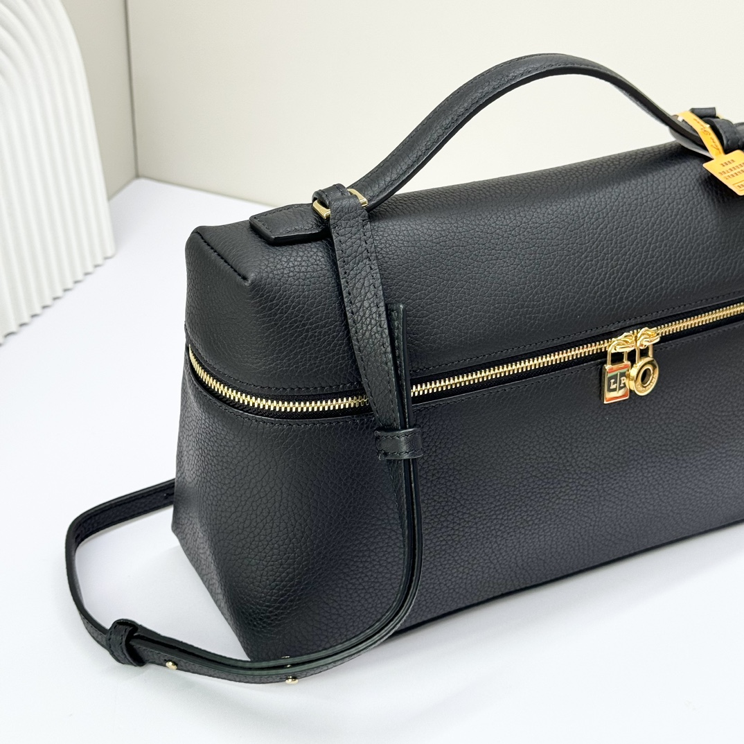 Loro Piana  neo pouch leather crossbody bag - black