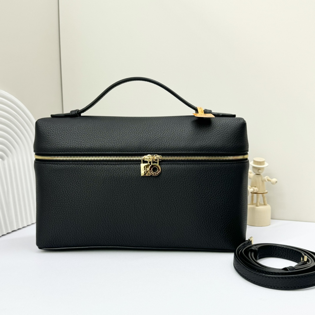 Loro Piana  neo pouch leather crossbody bag – black