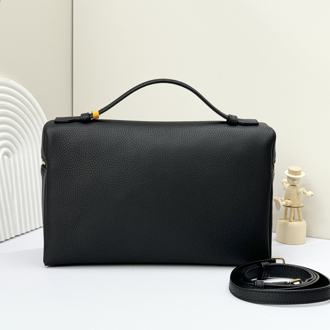 Loro Piana  neo pouch leather crossbody bag - black