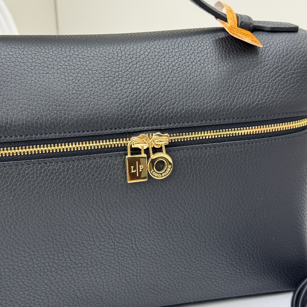 Loro Piana  neo pouch leather crossbody bag - black