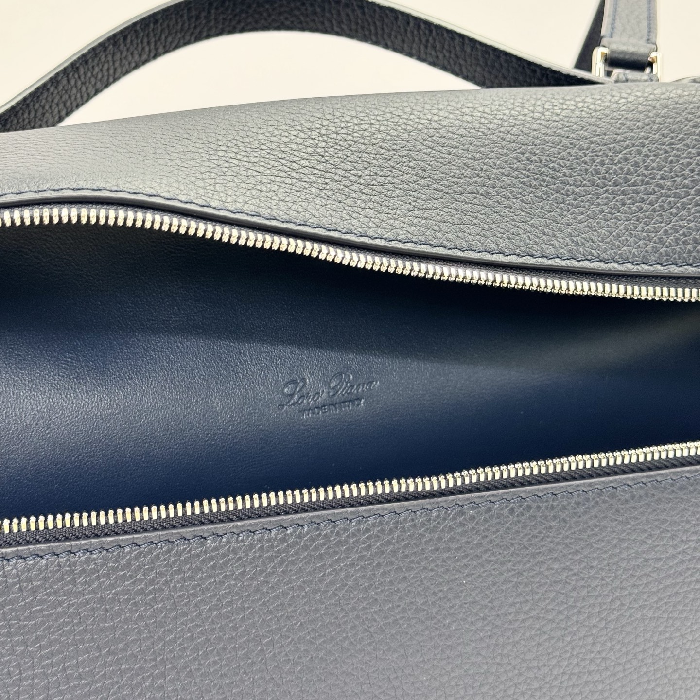 Loro Piana Neo Pouch Leather Top Handle Bag In Olive Leaf