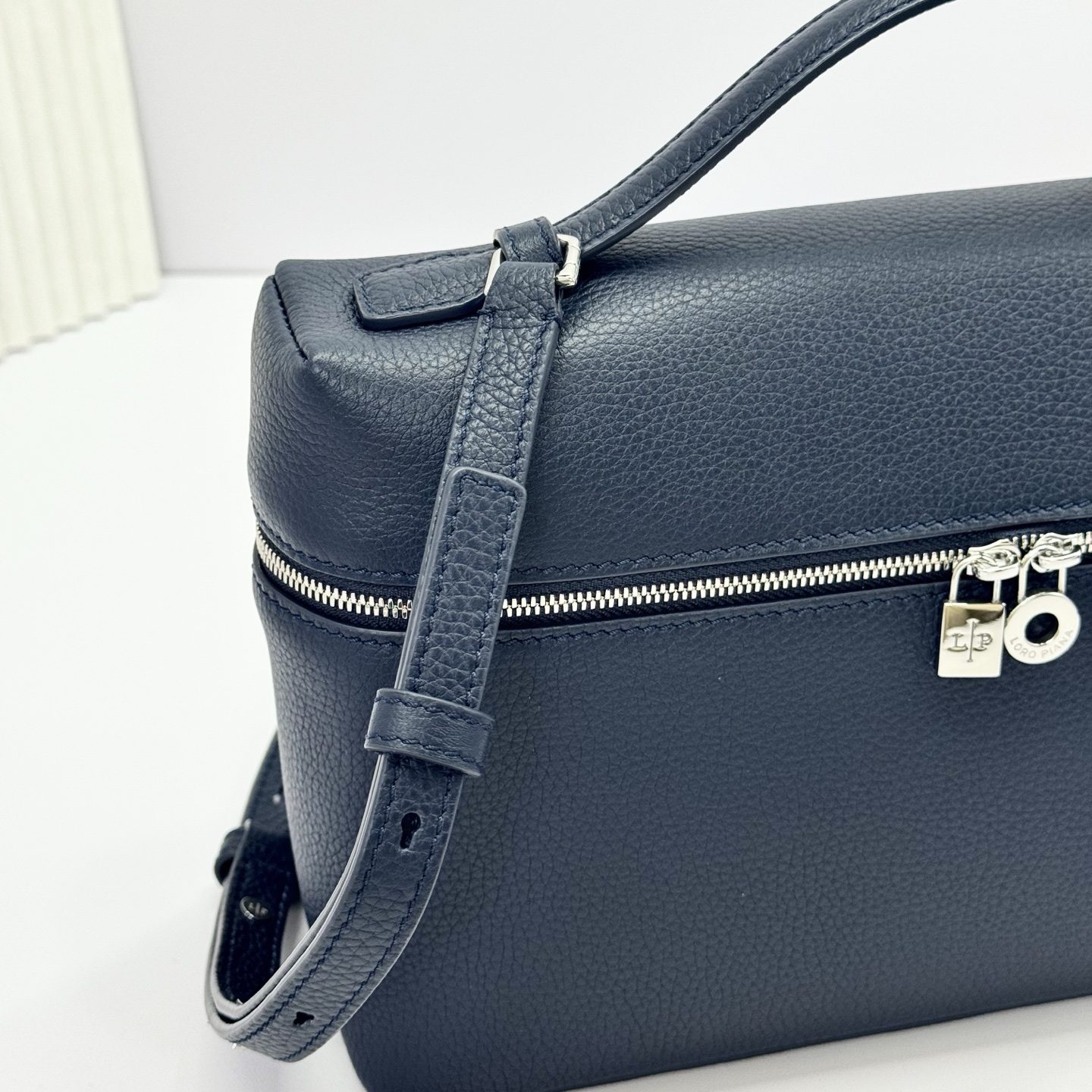 Loro Piana Neo Pouch Leather Top Handle Bag In Olive Leaf