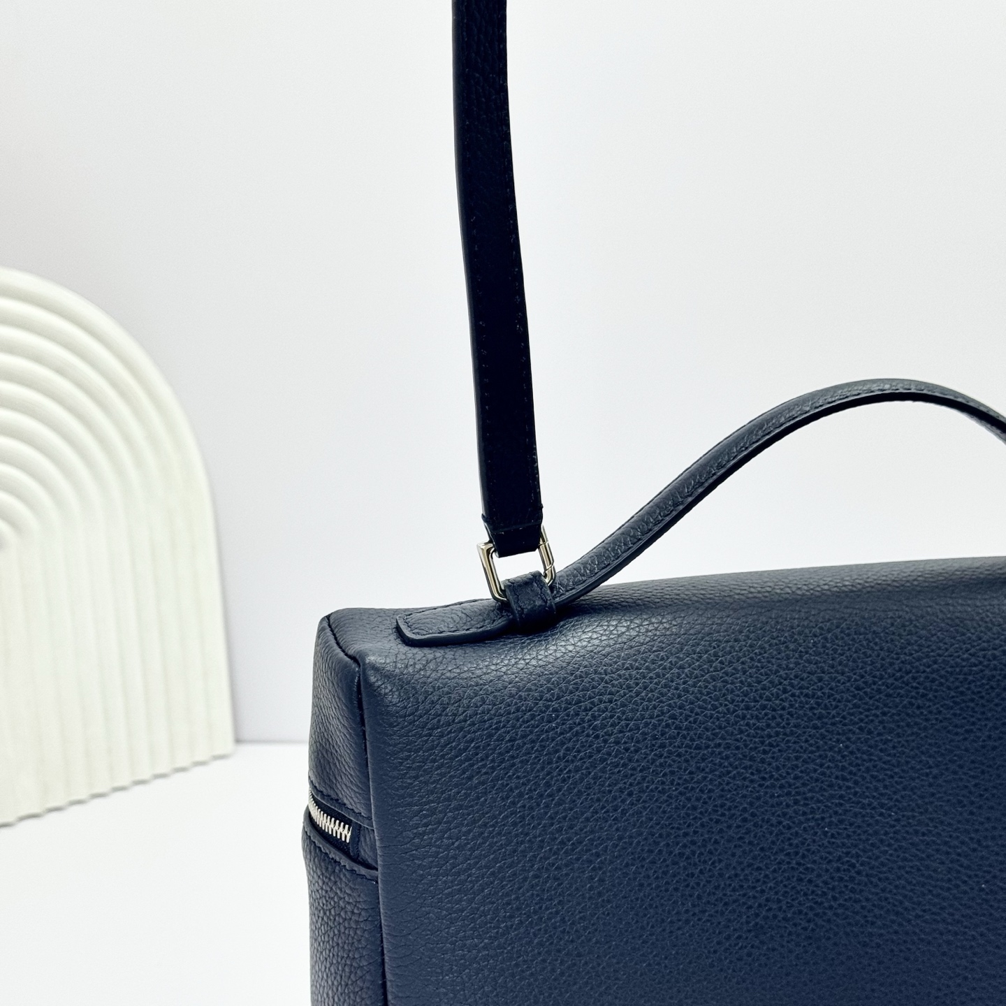 Loro Piana Neo Pouch Leather Top Handle Bag In Olive Leaf