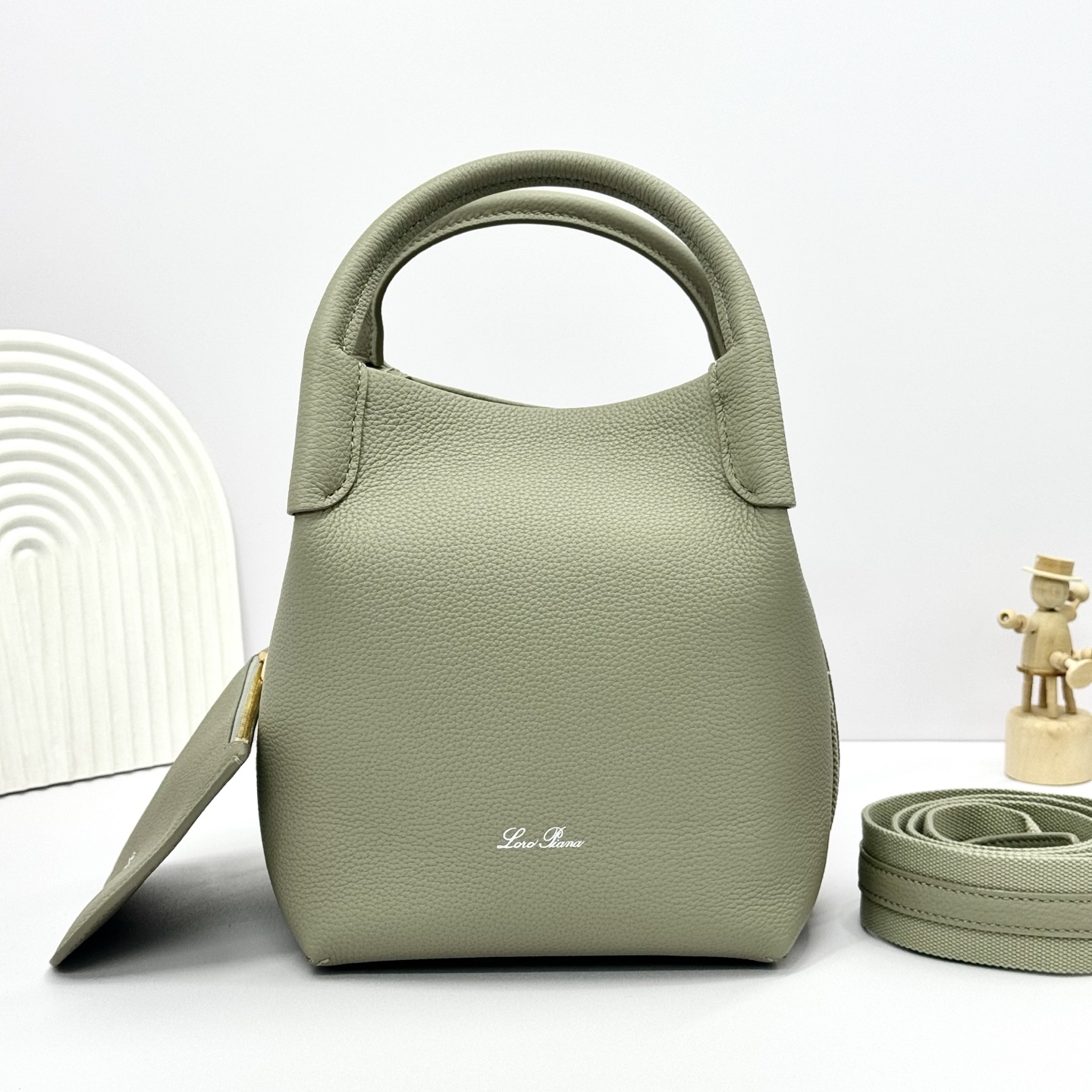 Loro Piana Green Micro Bale Bag in Calfskin Leather For Women