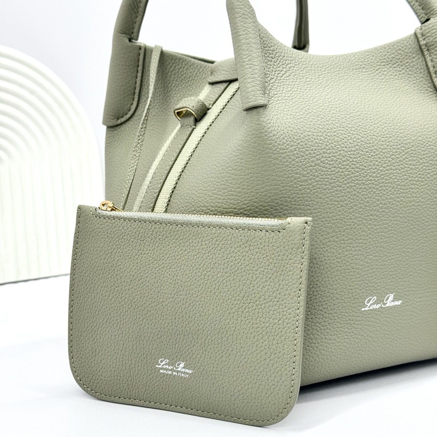 Loro Piana Green Micro Bale Bag in Calfskin Leather For Women