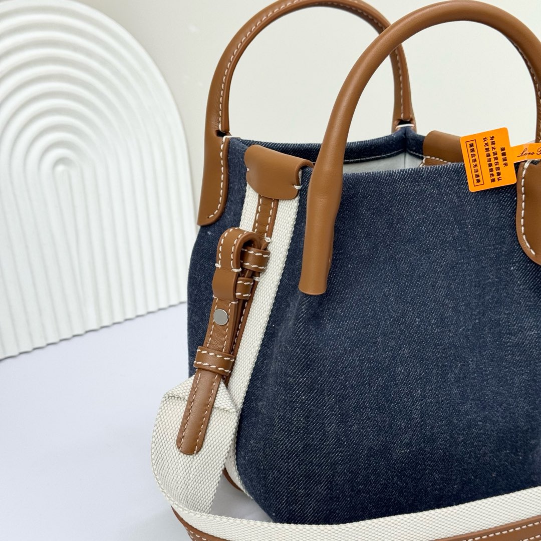 Loro Piana Small Bale Bag Denim Flower® SURGE BLUE/ WHEAT