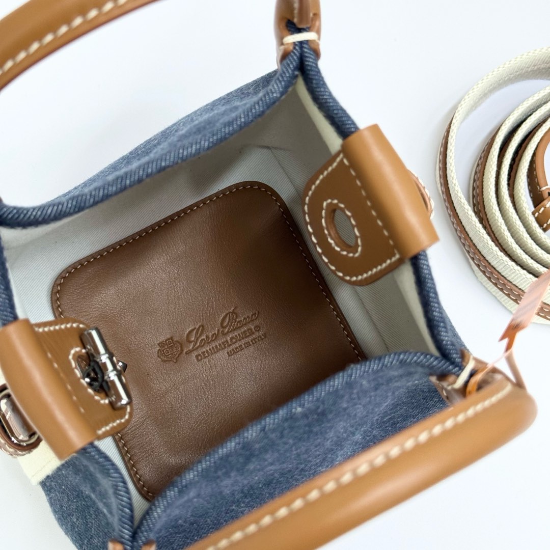 Loro Piana Small Bale Bag Denim Flower® SURGE BLUE/ WHEAT