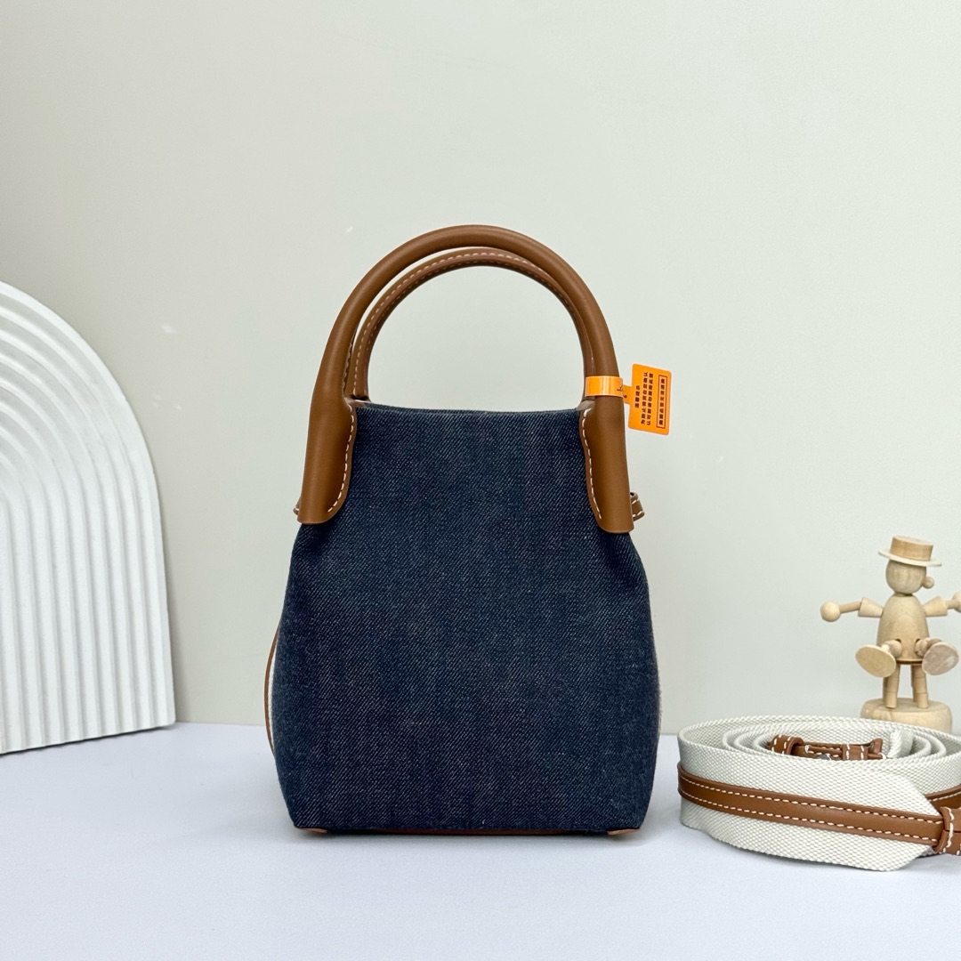 Loro Piana Small Bale Bag Denim Flower® SURGE BLUE/ WHEAT