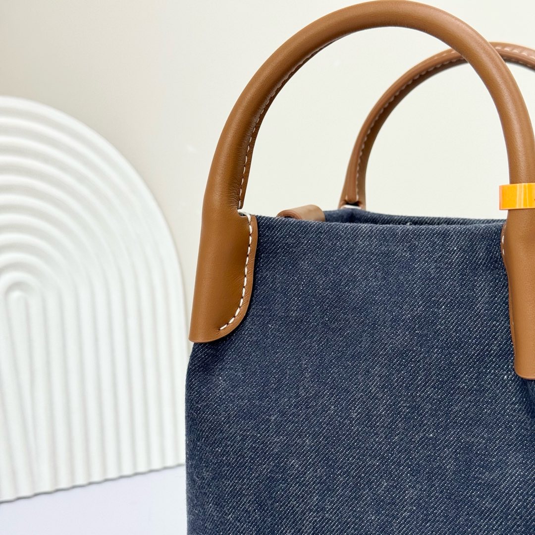 Loro Piana Small Bale Bag Denim Flower® SURGE BLUE/ WHEAT