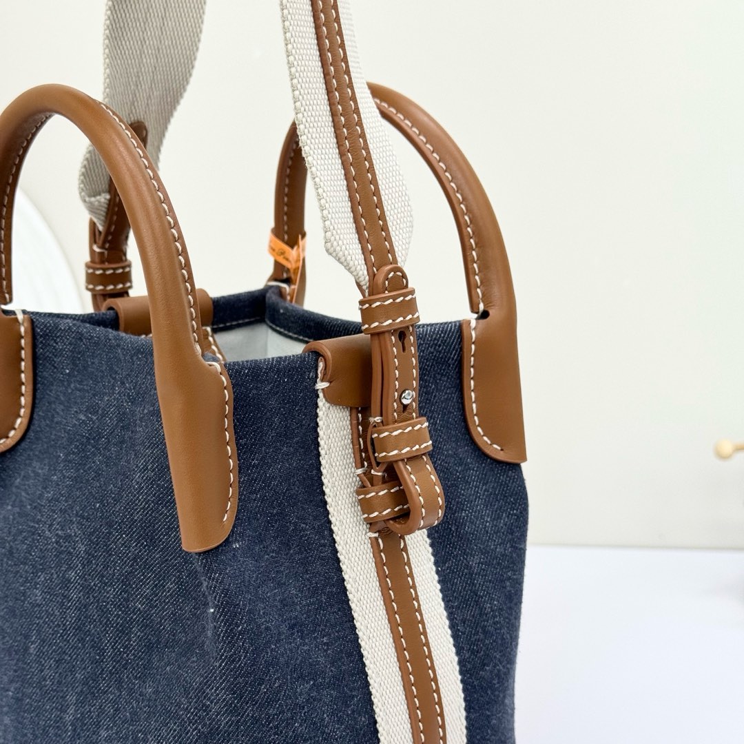 Loro Piana Small Bale Bag Denim Flower® SURGE BLUE/ WHEAT