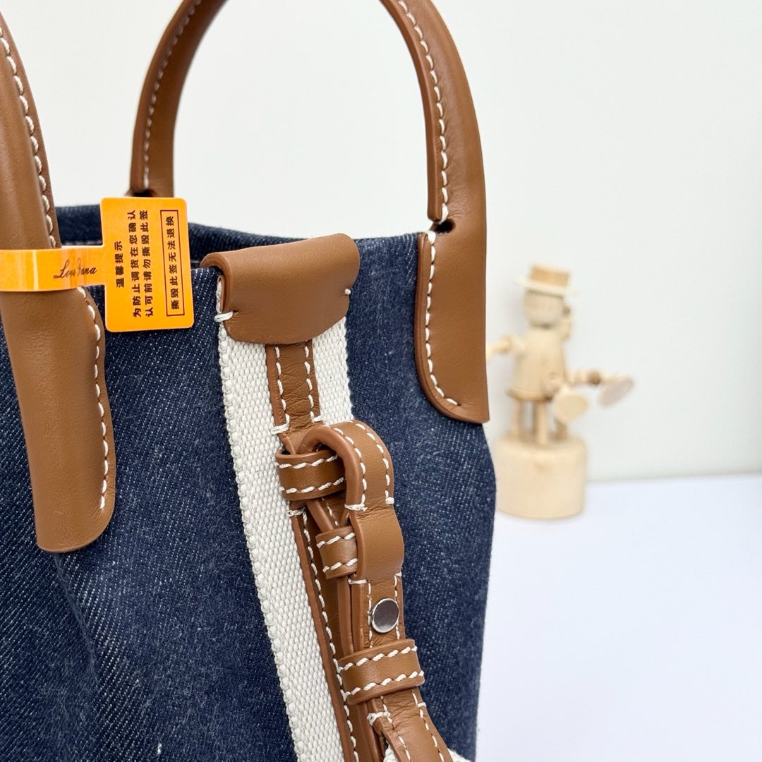 Loro Piana Small Bale Bag Denim Flower® SURGE BLUE/ WHEAT
