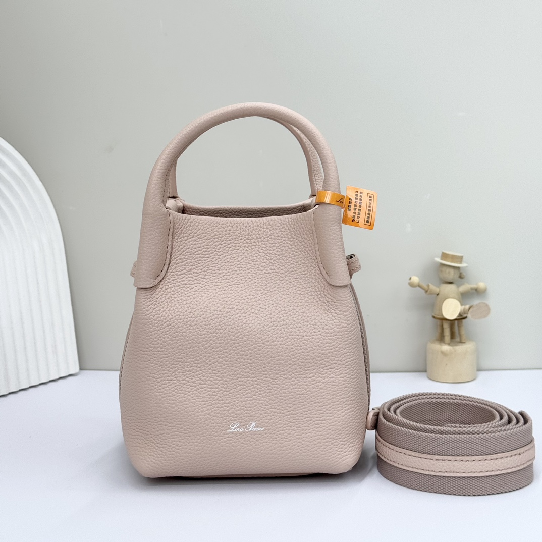 Loro Piana Micro Bale bag Grained Calfskin pink Light Mastic/Antique Silver | Loro Piana US