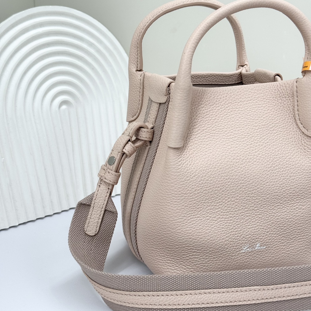 Loro Piana Micro Bale bag Grained Calfskin pink Light Mastic/Antique Silver | Loro Piana US
