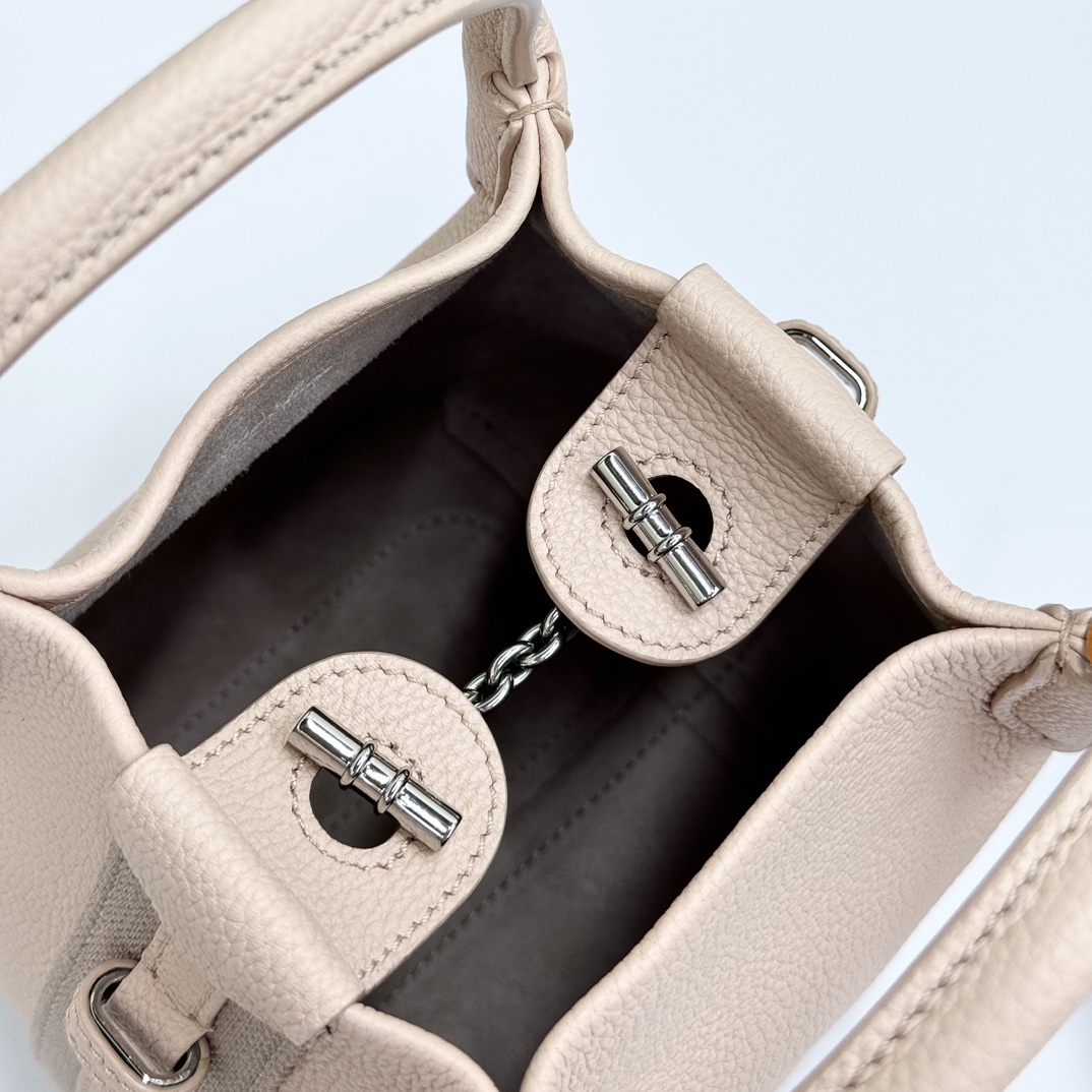 Loro Piana Micro Bale bag Grained Calfskin pink Light Mastic/Antique Silver | Loro Piana US