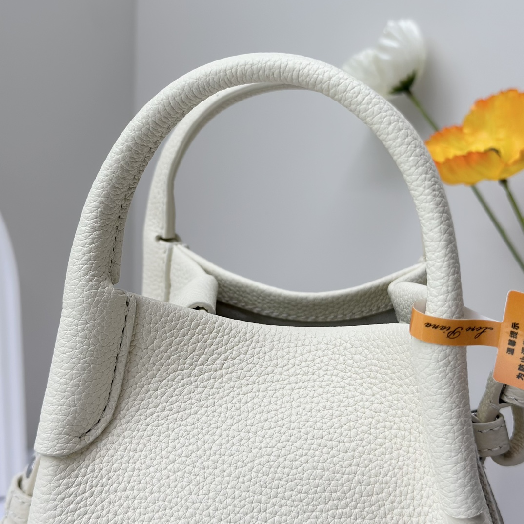 Loro Piana Micro Bale bag Grained Calfskin Dark Lichen white| Loro Piana