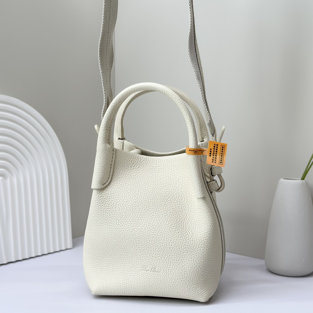 Loro Piana Micro Bale bag Grained Calfskin Dark Lichen white| Loro Piana