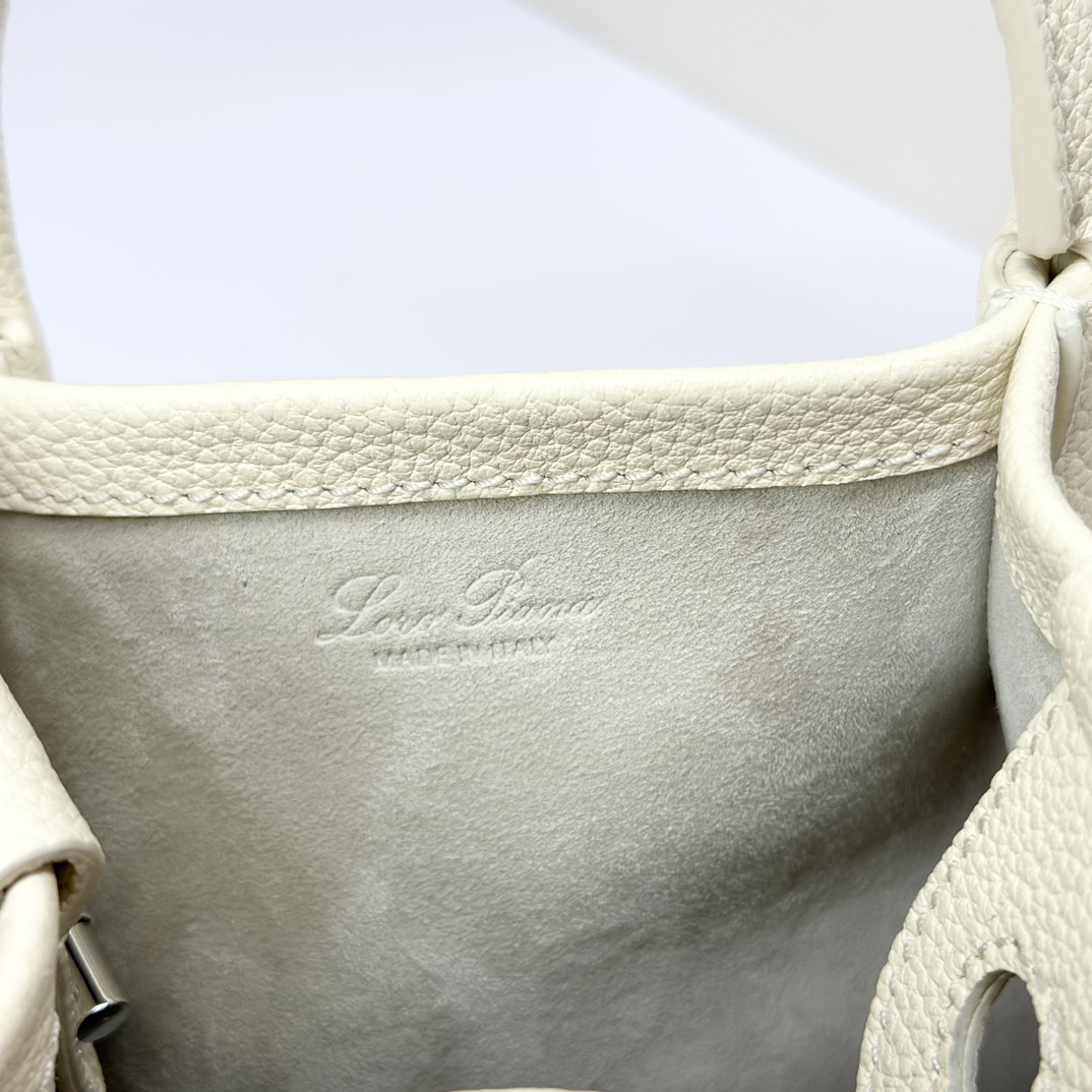 Loro Piana Micro Bale bag Grained Calfskin Dark Lichen white| Loro Piana
