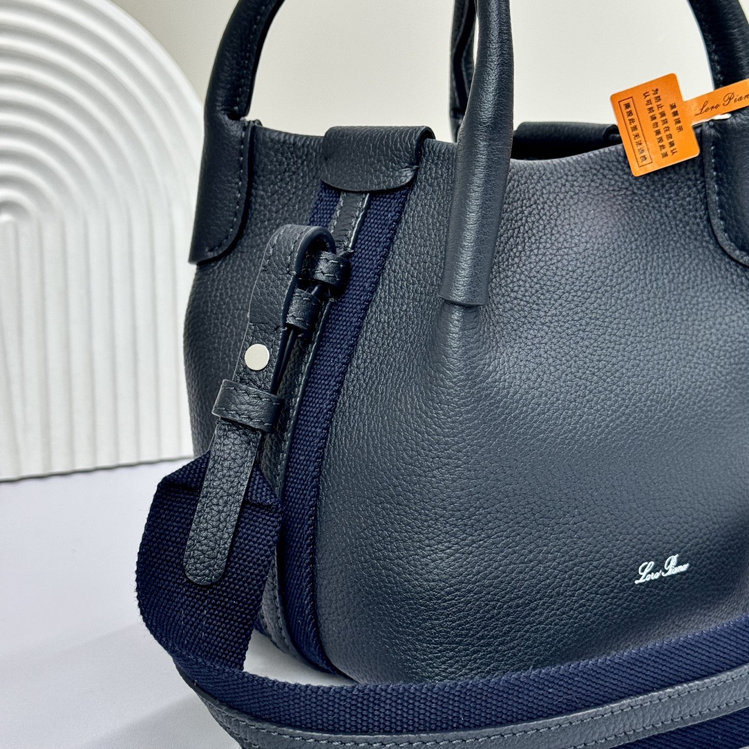 Loro Piana Micro Bale bag Grained Calfskin Dark Lichen black  | Loro Piana