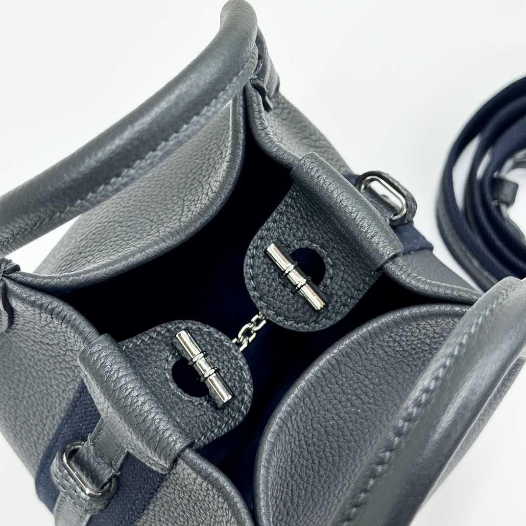 Loro Piana Micro Bale bag Grained Calfskin Dark Lichen black  | Loro Piana