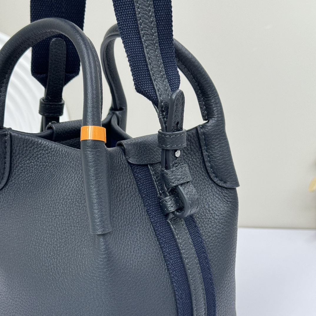 Loro Piana Micro Bale bag Grained Calfskin Dark Lichen black  | Loro Piana
