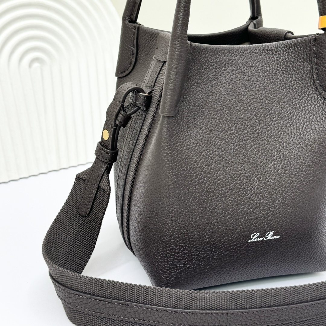 Loro Piana Bale Micro Leather Shoulder Bag in Black |