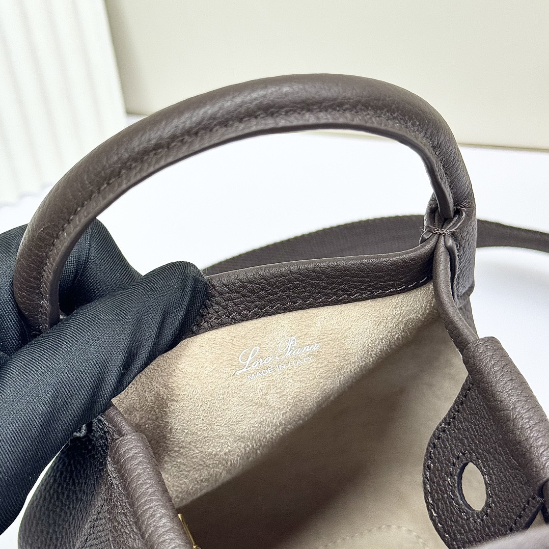 Loro Piana Bale Micro Leather Shoulder Bag in Black |