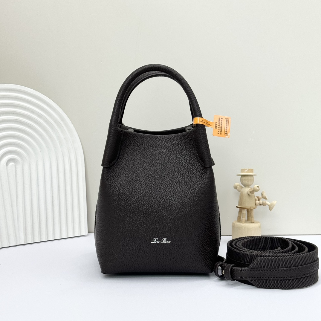 Loro Piana Bale Micro Leather Shoulder Bag in Black |