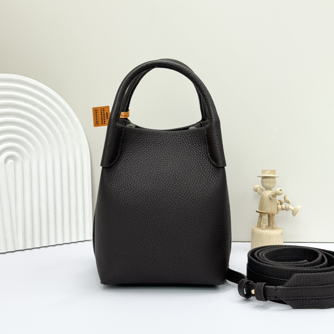 Loro Piana Bale Micro Leather Shoulder Bag in Black |
