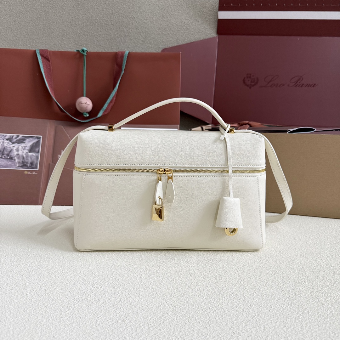 Loro Piana Extra Bag L27 Calfskin Whisper White/Sun Gold | Loro Piana FR