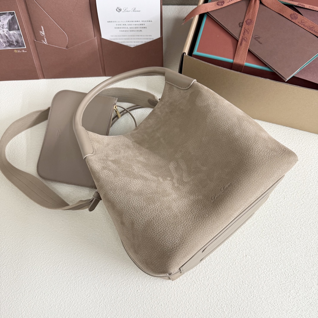 Loro Piana Large Bale bag Calfskin Fume Taupe/Sun Gold - Loro Piana
