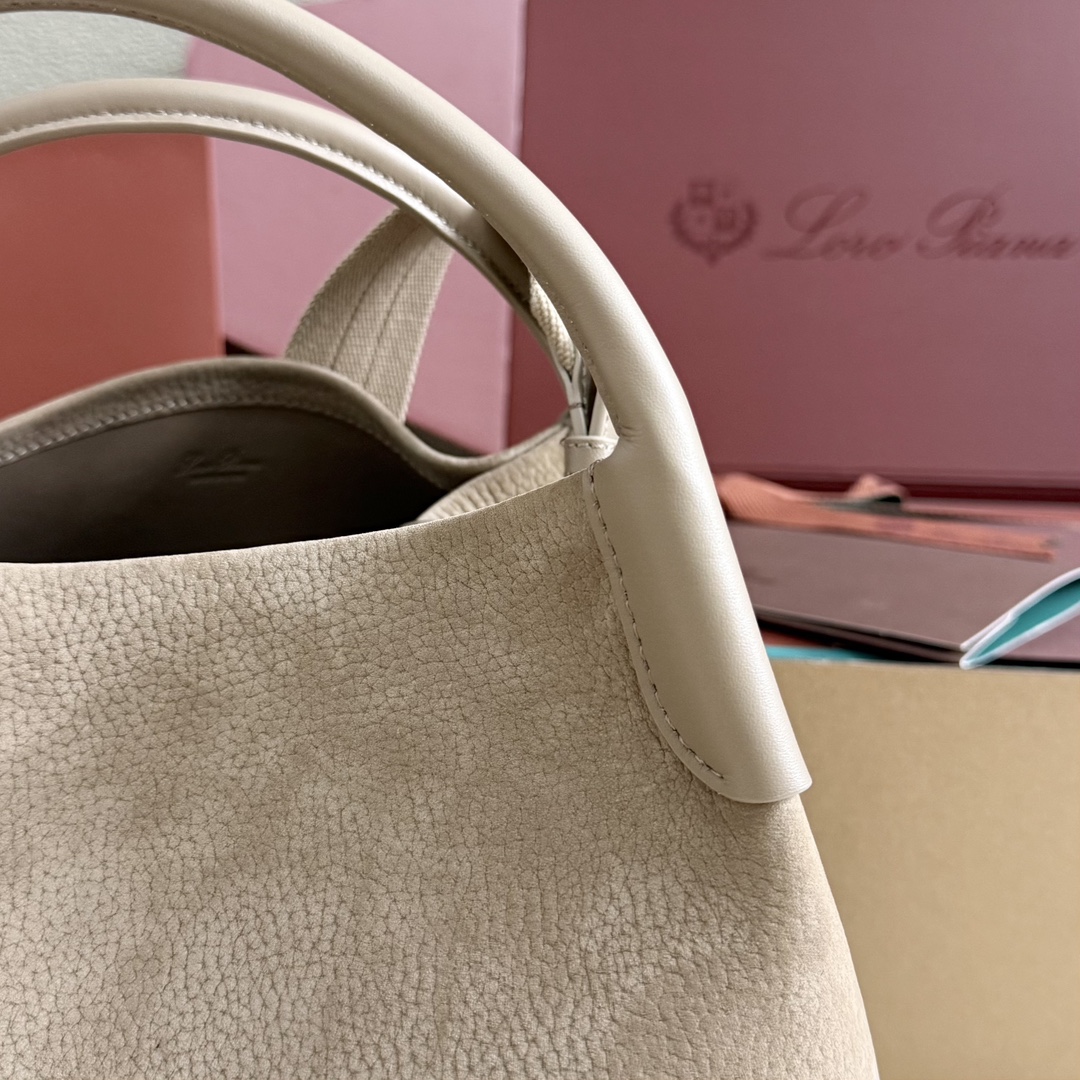Loro Piana Large Bale bag Calfskin Fume Taupe/Sun Gold - Loro Piana