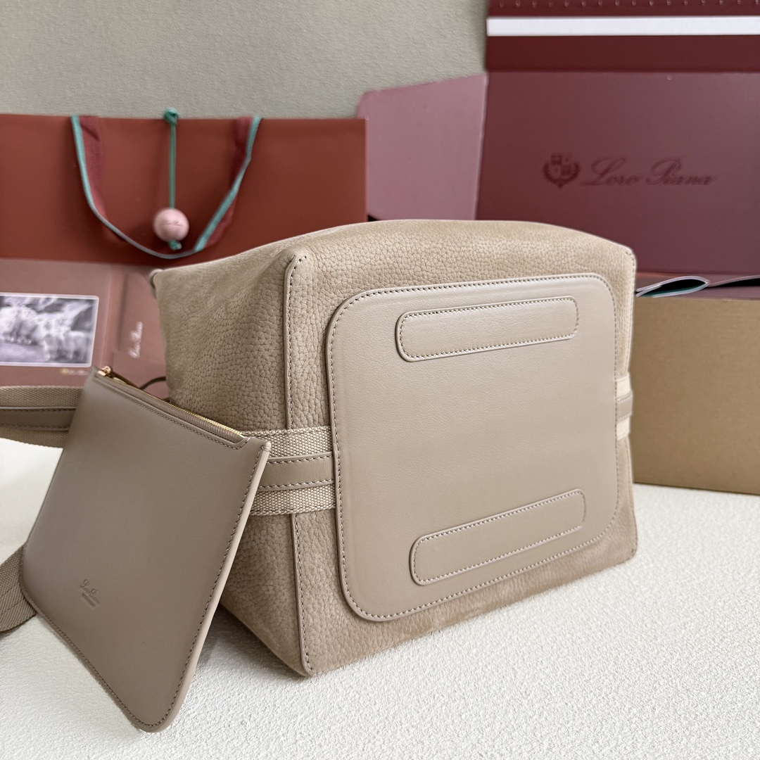 Loro Piana Large Bale bag Calfskin Fume Taupe/Sun Gold - Loro Piana