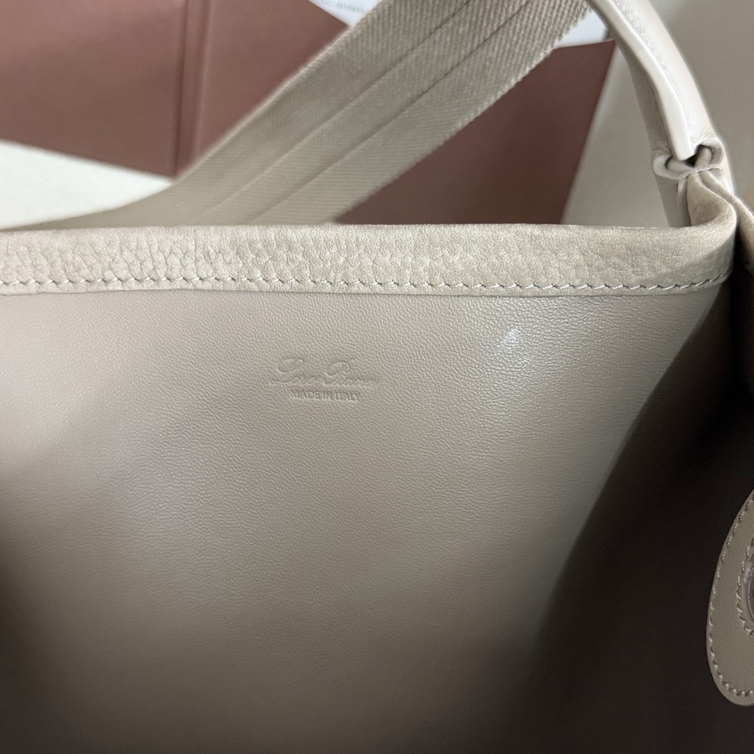Loro Piana Large Bale bag Calfskin Fume Taupe/Sun Gold - Loro Piana
