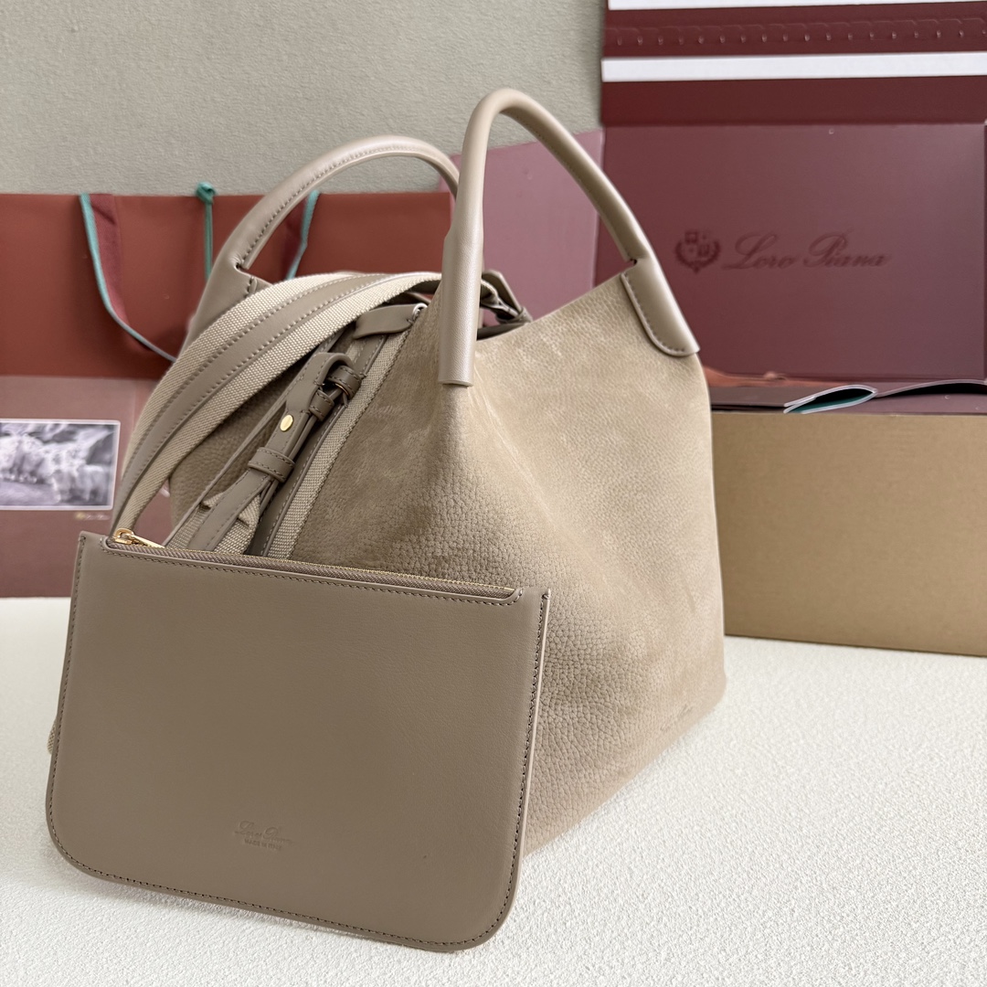 Loro Piana Large Bale bag Calfskin Fume Taupe/Sun Gold - Loro Piana
