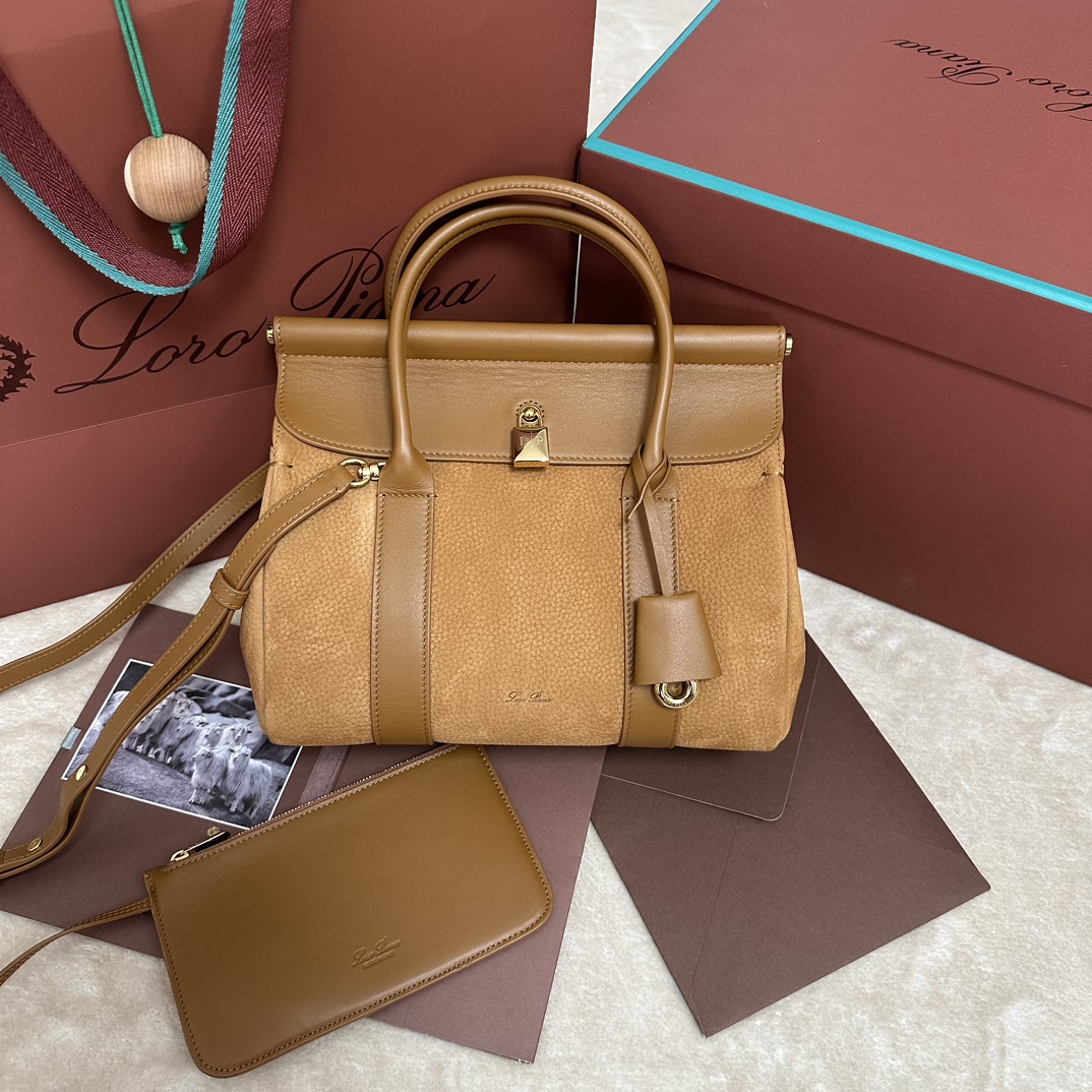Loro Piana Loom bag L25 Calfskin Bon Ton Brown/Sun Gold | Loro Piana CC