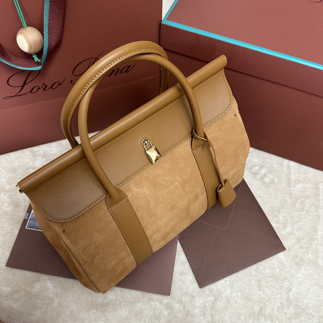 Loro Piana Loom bag L25 Calfskin Bon Ton Brown/Sun Gold | Loro Piana SA