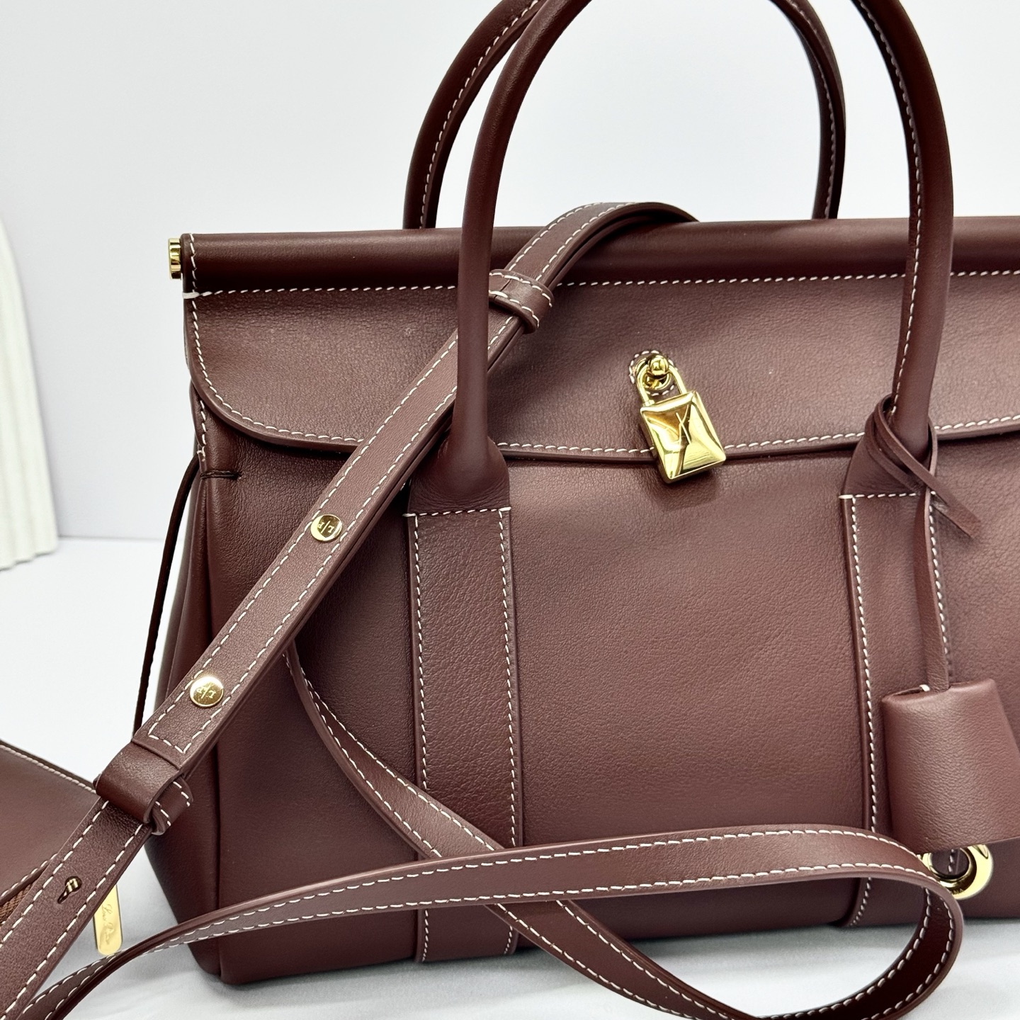 Loro Piana Loom bag L32 Calfskin DARK CHOCOLATE LOCORICE/SUN