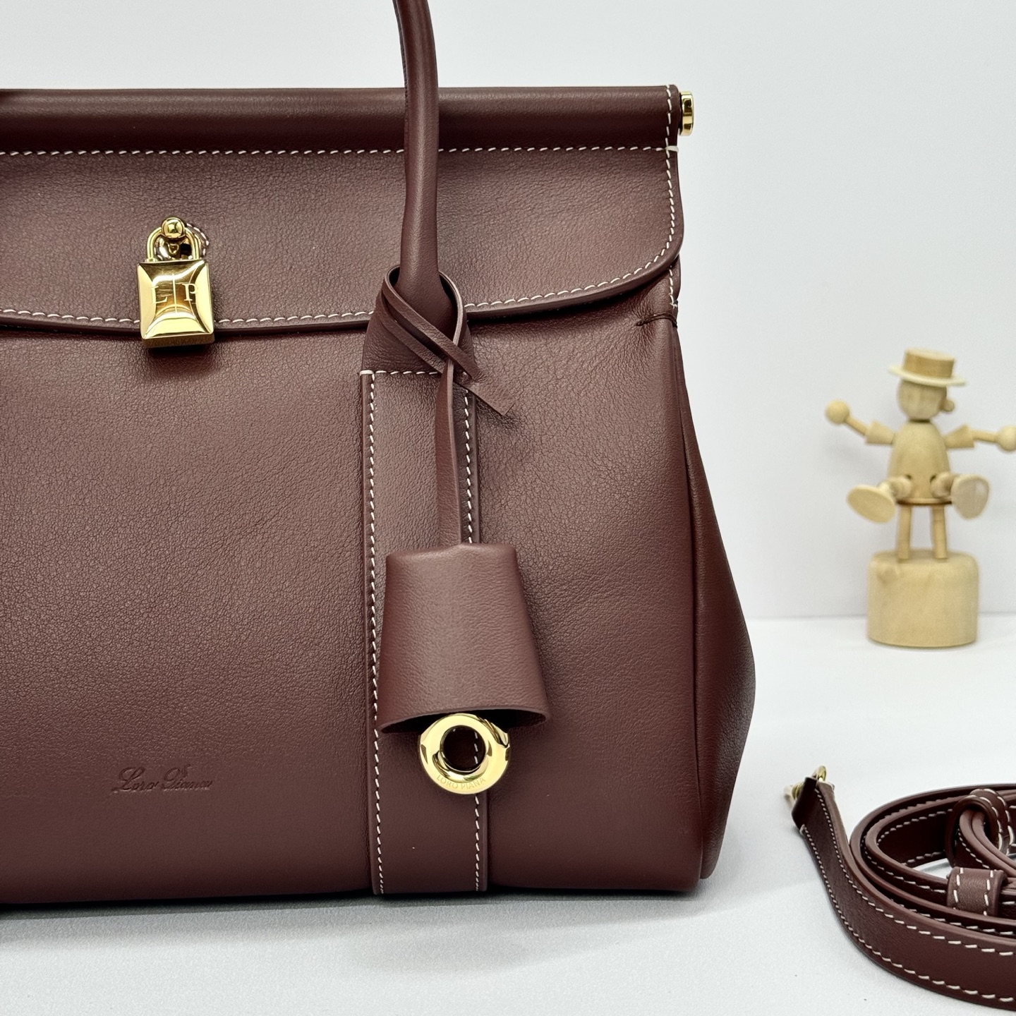 Loro Piana Loom bag L32 Calfskin DARK CHOCOLATE LOCORICE/SUN