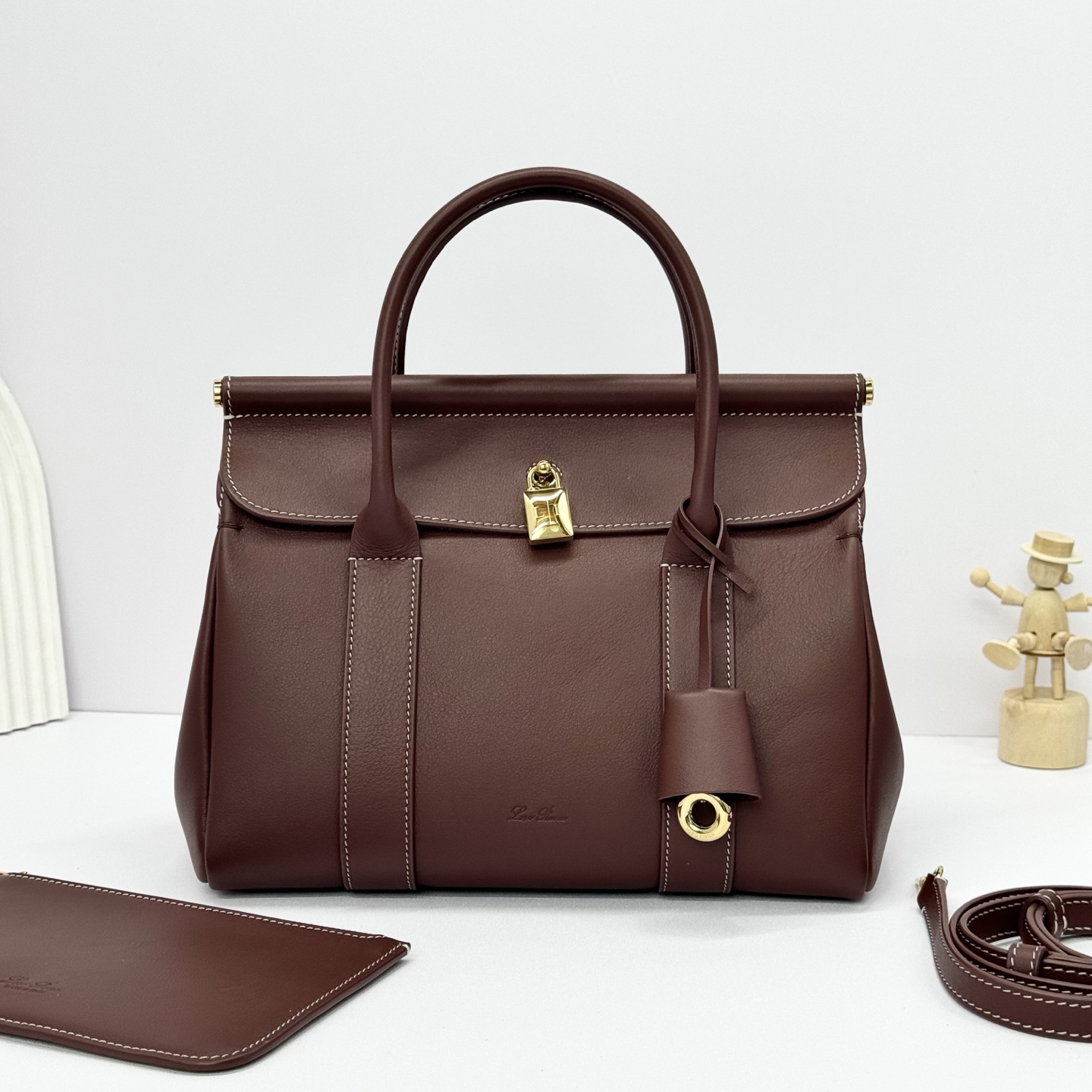 Loro Piana Loom bag L32 Calfskin DARK CHOCOLATE LOCORICE/SUN