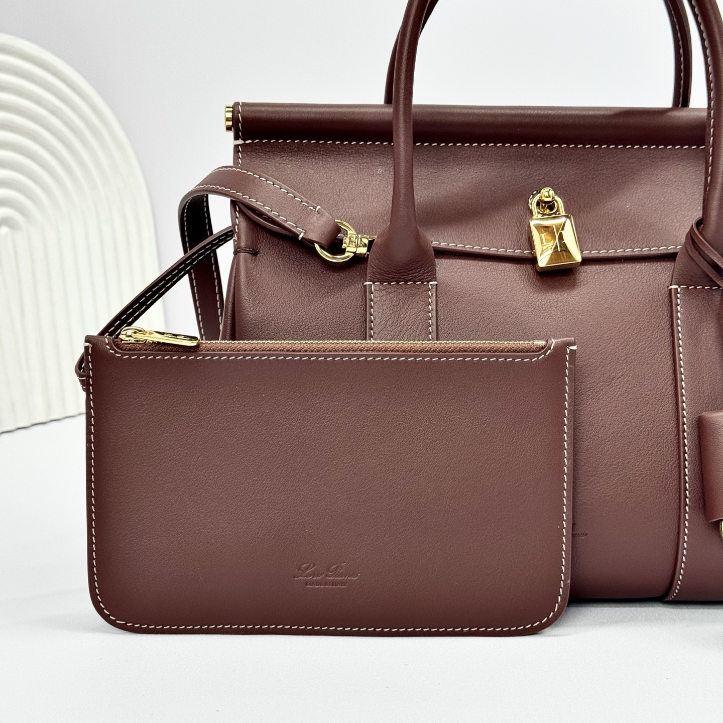 Loro Piana Loom bag L32 Calfskin DARK CHOCOLATE LOCORICE/SUN
