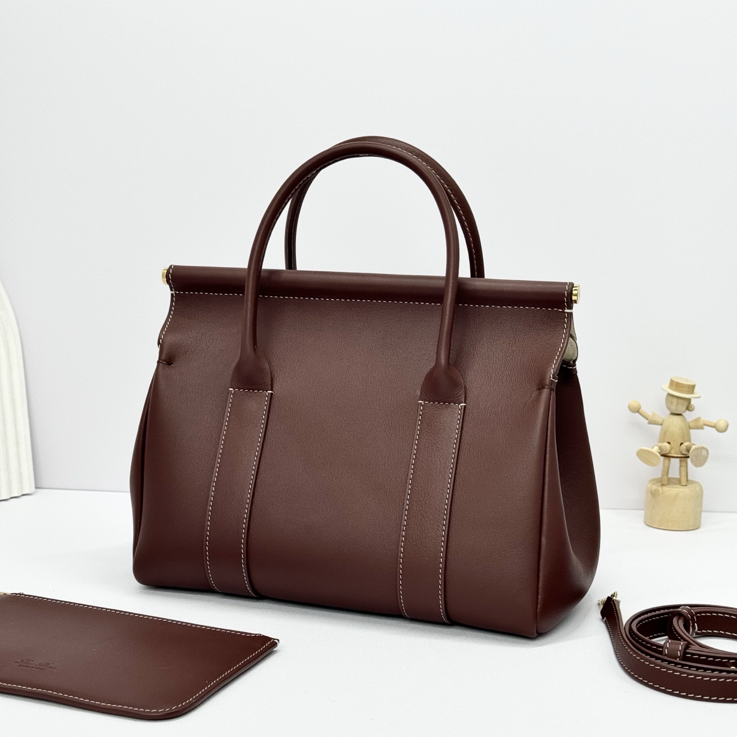 Loro Piana Loom bag L32 Calfskin DARK CHOCOLATE LOCORICE/SUN