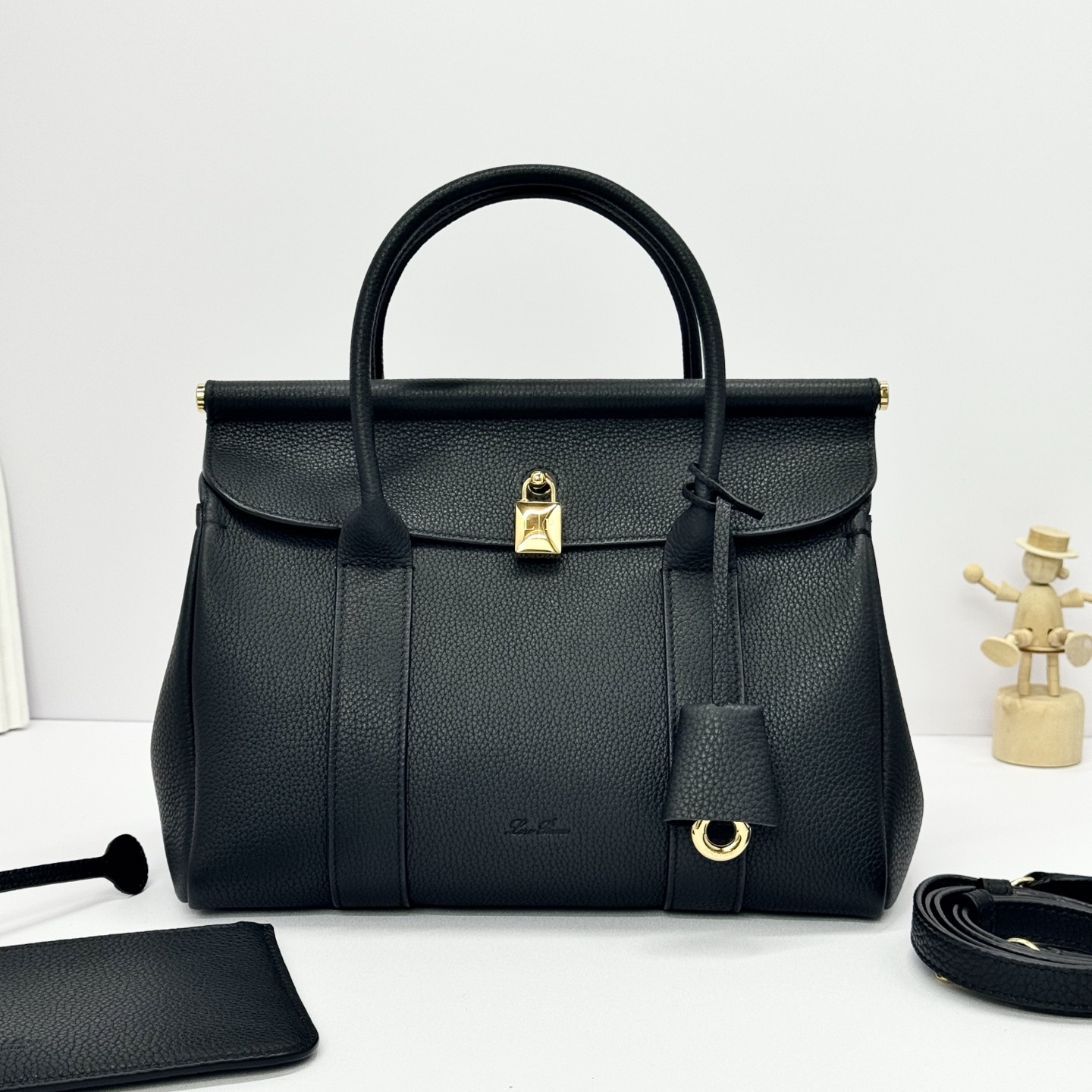 Loro Piana Loom bag L25 Calfskin Black/Sun Gold | Loro Piana FR