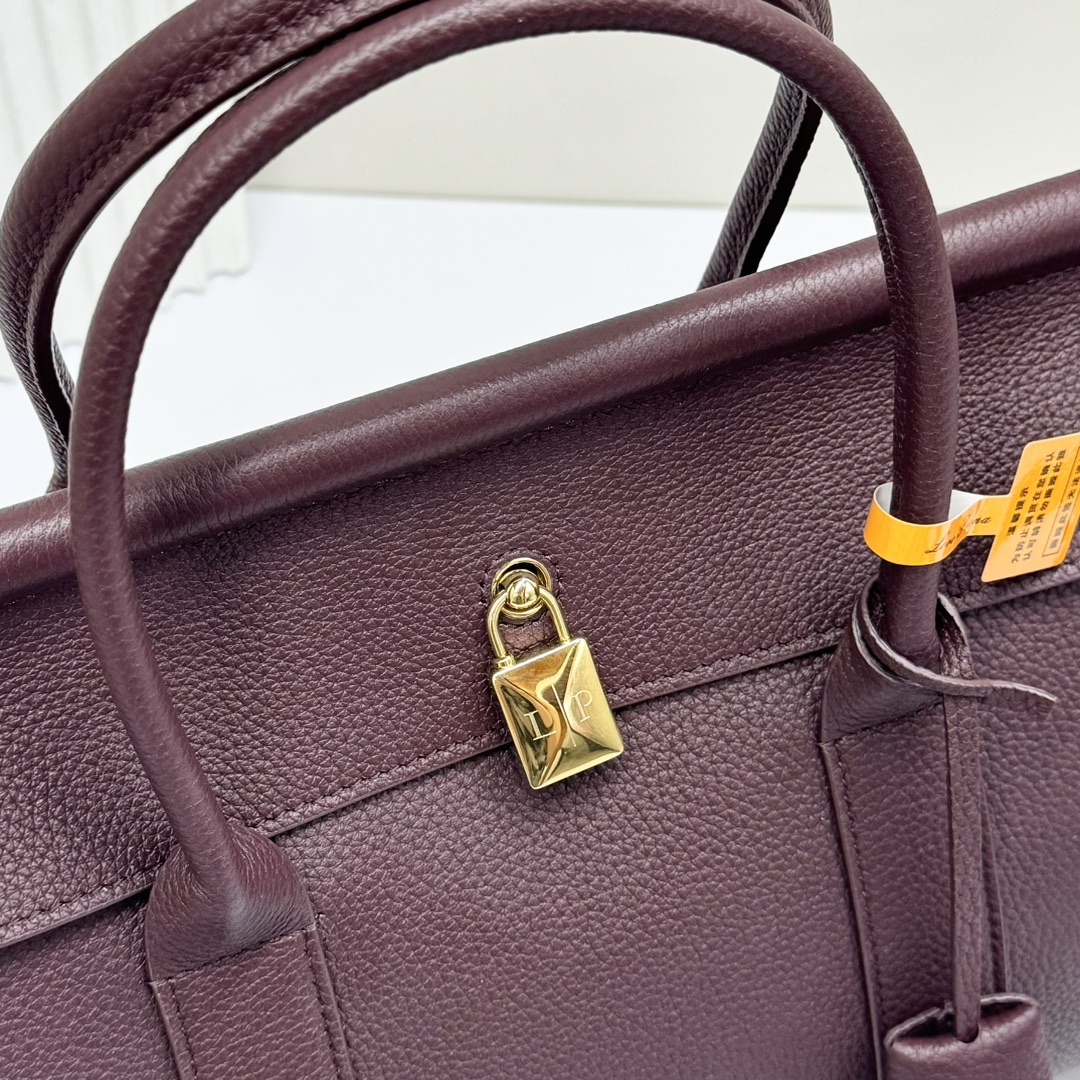 Loro Piana Dark Brown Leather Loom L32 Top Handle Bag