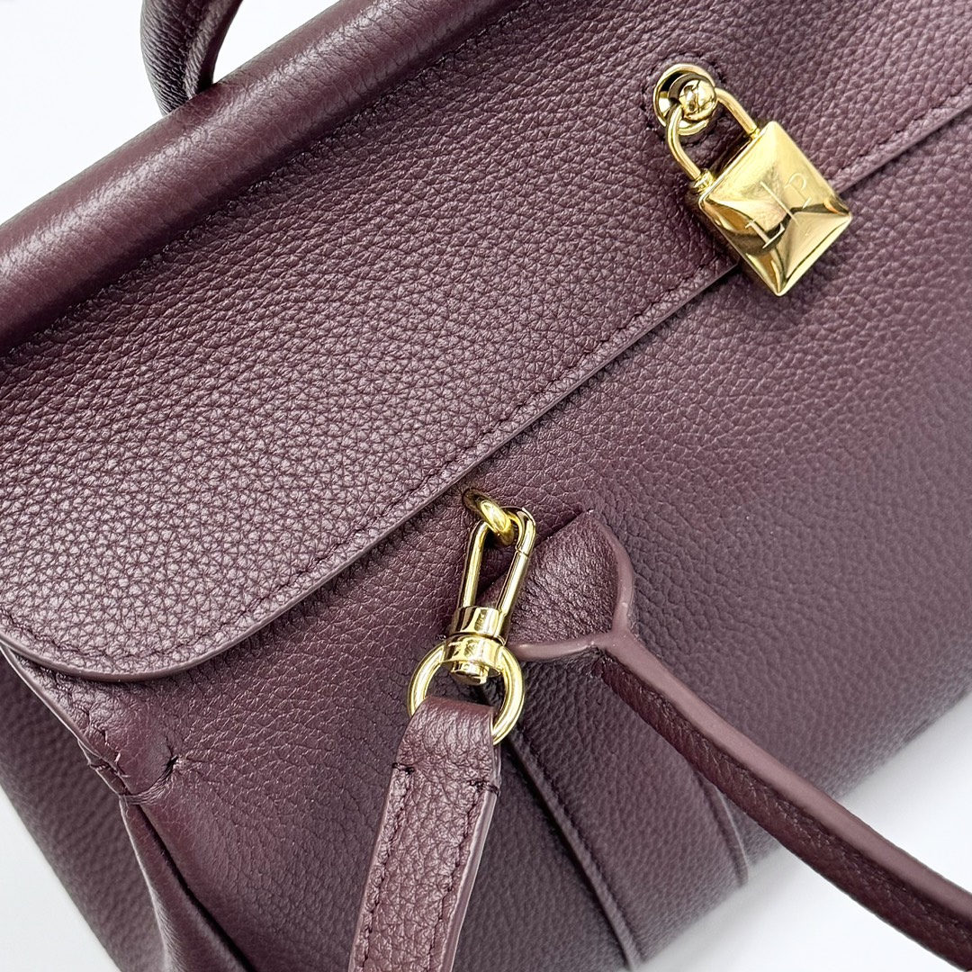 Loro Piana Dark Brown Leather Loom L32 Top Handle Bag