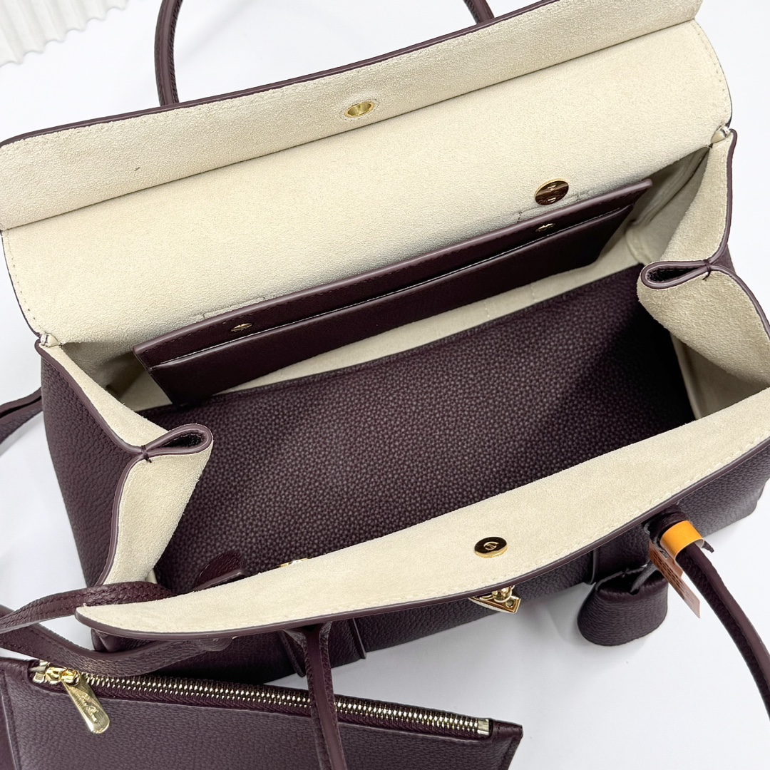 Loro Piana Dark Brown Leather Loom L32 Top Handle Bag